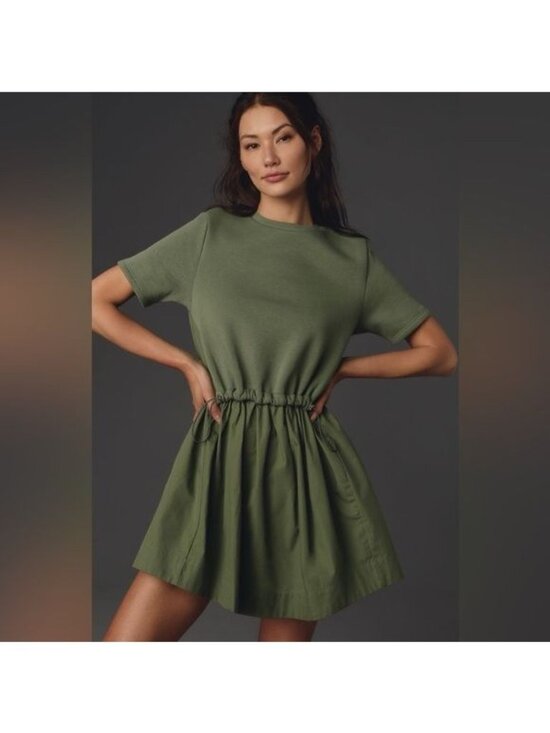 Anthropologie Dresses & Skirts - Anthropologie Pilcro Short-Sleeve Sweatshirt Twofer Mini Dress, Size Large